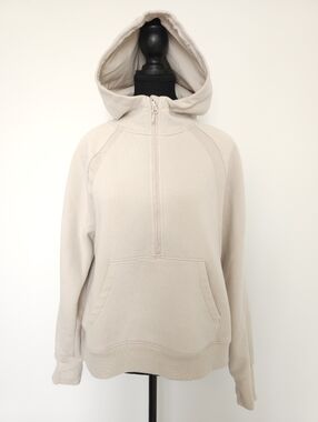 Lolë Half Zip Hoodie – Cream – Size Medium – Cozy Fleece Pullover